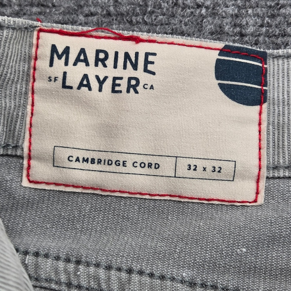 Marine Layer Cambridge Cord Pants Mens 32x32 Gray Corduroy Straight Leg Casual - Picture 3 of 7